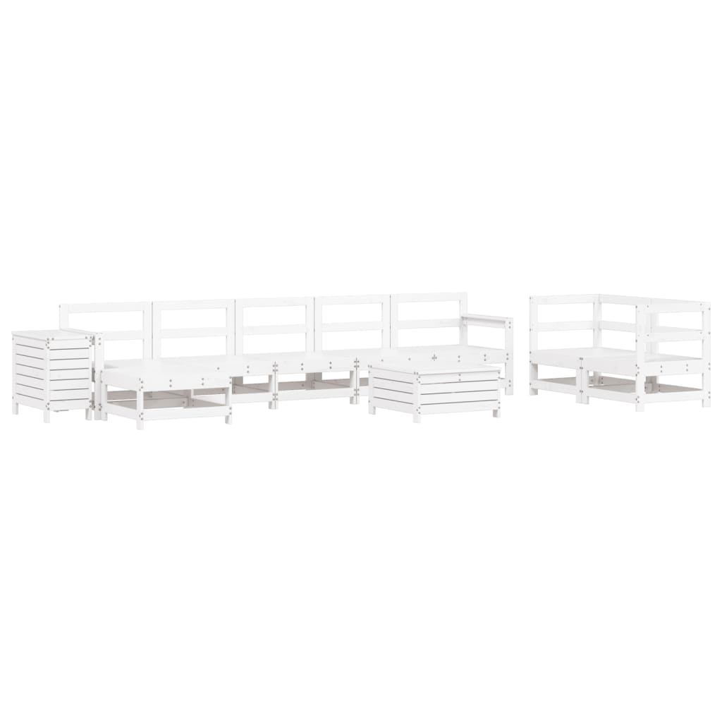 Set Divani da Giardino 10 pz Bianco in Legno Massello di Pino 3250681