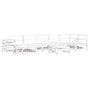 Set Divani da Giardino 9 pz Bianco in Legno Massello di Pino 3250693