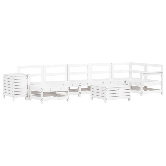 Set Divani da Giardino 9 pz Bianco in Legno Massello di Pino 3250693