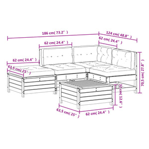 Set Salotto Giardino 5pz con Cuscini Bianco Legno Massello Pino 3250701