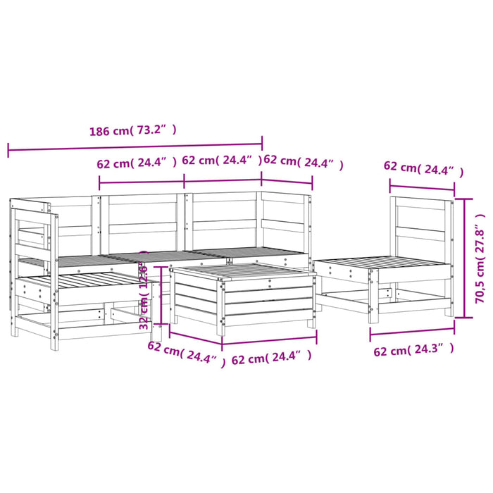 Set Divani da Giardino 6 pz in Legno Impregnato di Pino 3250723