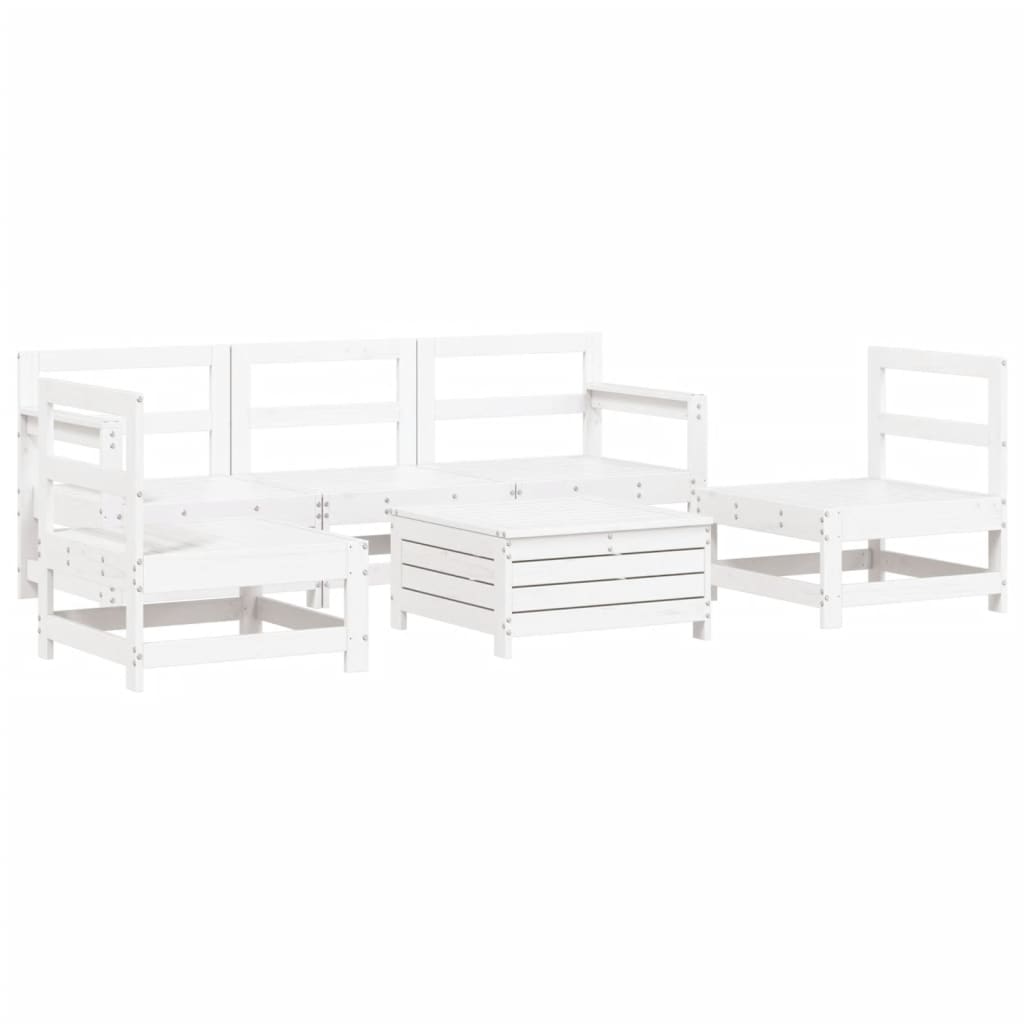 Set Divani da Giardino 6 pz Bianco in Legno Massello di Pino 3250745