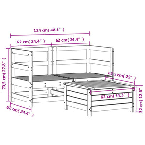 Set Divani da Giardino 3 pz in Legno Impregnato di Pino 3250755