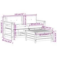 Set Divani da Giardino 3 pz con Cuscini Legno Massello di Pino 3250764