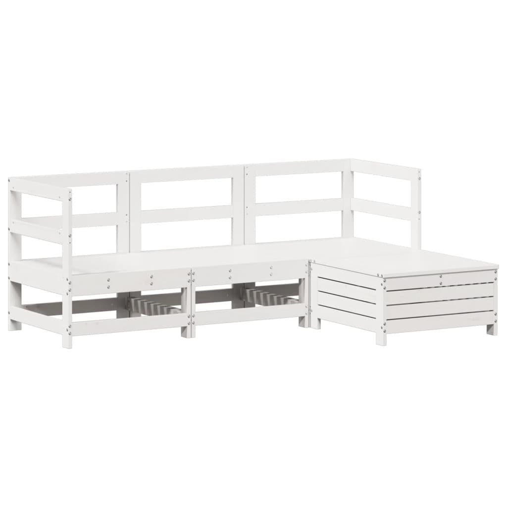 Set Salotto da Giardino 4 pz Bianco in Legno Massello di Pino 3250785