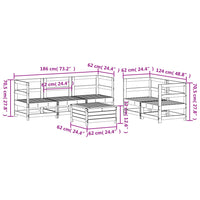 Set Divani da Giardino 6 pz Bianco in Legno Massello di Pino 3250805