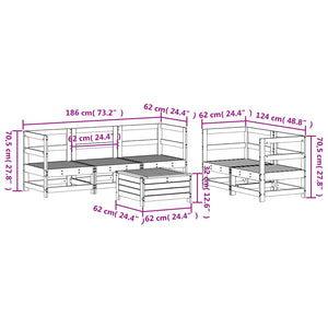 Set Divani da Giardino 6 pz Bianco in Legno Massello di Pino 3250805