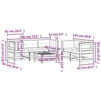 Set Salotto da Giardino 6 pz Bianco in Legno Massello di Pino 3250809