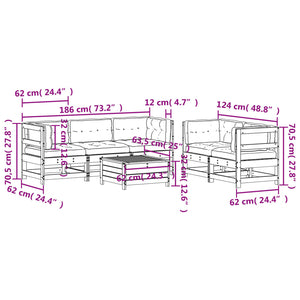 Set Salotto da Giardino 6 pz Bianco in Legno Massello di Pino 3250809