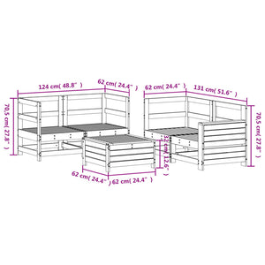 Set Salotto da Giardino 5 pz Bianco in Legno Massello di Pino 3250813