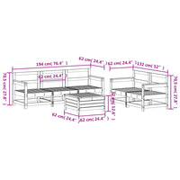 Set Divani da Giardino 6 pz Bianco in Legno Massello di Pino 3250821