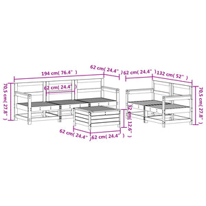 Set Divani da Giardino 6 pz Bianco in Legno Massello di Pino 3250821