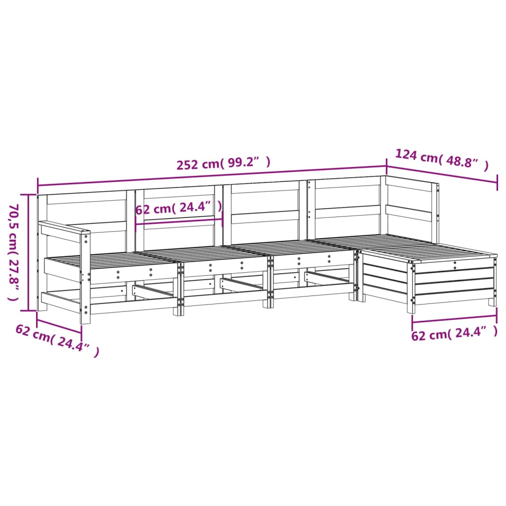 Set Divani da Giardino 5 pz in Legno Impregnato di Pino 3250847