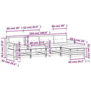 Set Salotto Giardino 5pz con Cuscini Bianco Legno Massello Pino 3250857