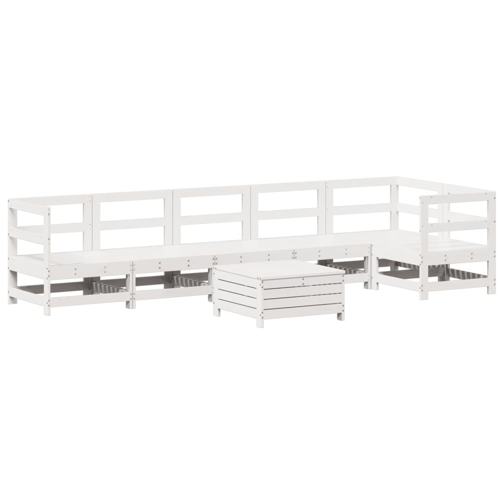 Set Divani da Giardino 7 pz Bianco in Legno Massello di Pino 3250865