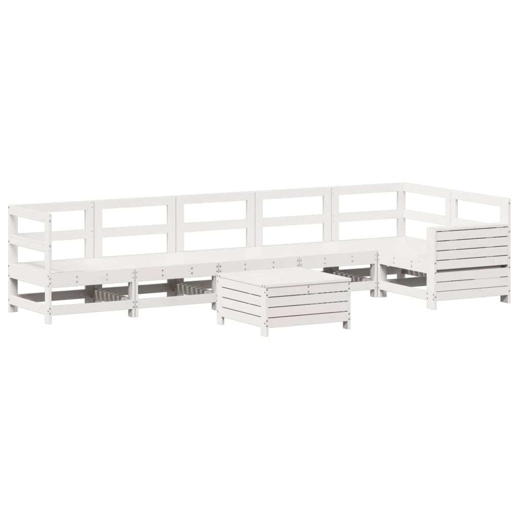 Set Divani da Giardino 7 pz Bianco in Legno Massello di Pino 3250873