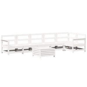 Set Divani da Giardino 7 pz Bianco in Legno Massello di Pino 3250889