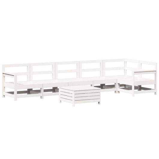 Set Divani da Giardino 7 pz Bianco in Legno Massello di Pino 3250905