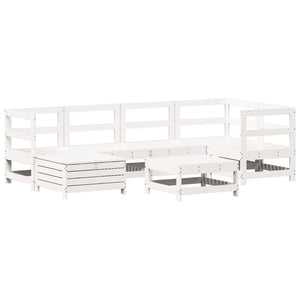 Set Divani da Giardino 7 pz Bianco in Legno Massello di Pino 3250909