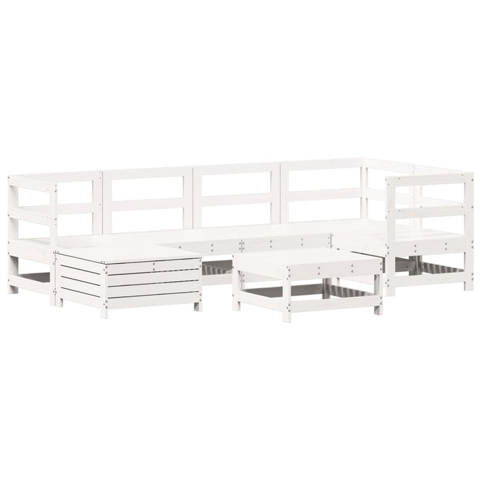 Set Divani da Giardino 7 pz Bianco in Legno Massello di Pino 3250909