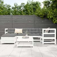 Set Divani da Giardino 7 pz Bianco in Legno Massello di Pino 3250909