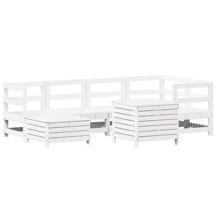 Set Divani da Giardino 7 pz Bianco in Legno Massello di Pino 3250965