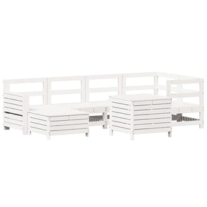 Set Divani da Giardino 7 pz Bianco in Legno Massello di Pino 3250969