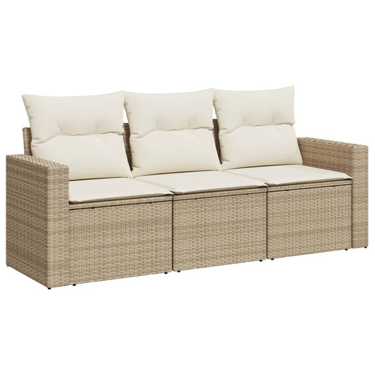 Set Divano da Giardino 3 pz con Cuscini Beige in Polyrattancod mxl 110966