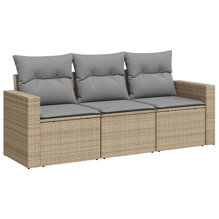 Set Divano da Giardino 3 pz con Cuscini Beige in Polyrattan 3250996