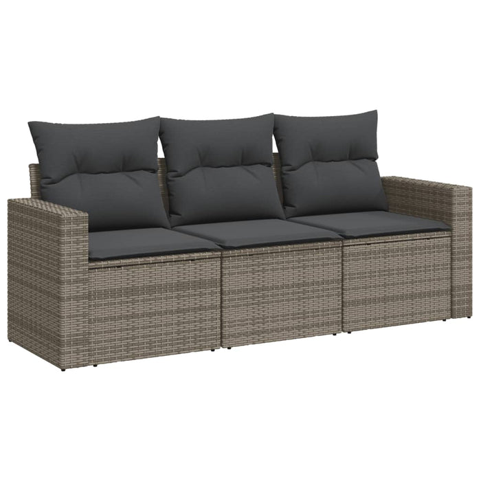 Set Divani da Giardino 3 pz con Cuscini Grigio in Polyrattancod mxl 110965