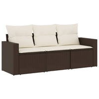 Set Divano da Giardino 3 pz con Cuscini Marrone in Polyrattancod mxl 110967