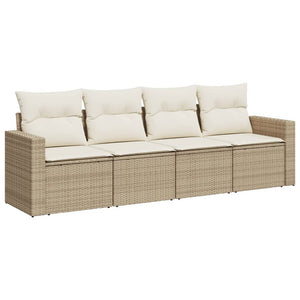 Set Divano da Giardino 4 pz con Cuscini Beige in Polyrattancod mxl 86994