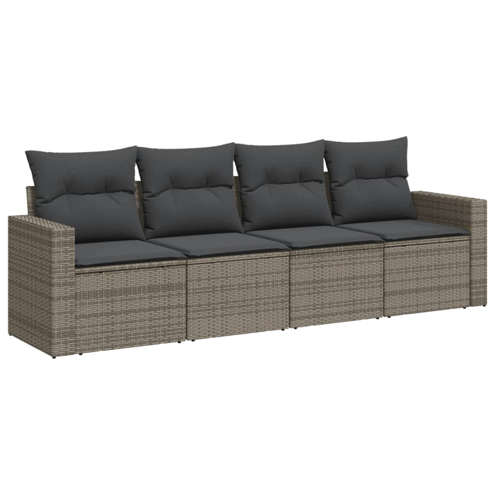 Set Divani da Giardino 4 pz con Cuscini in Polyrattan Grigio 3251017