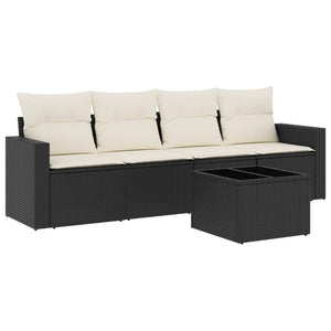 Set Divani da Giardino 5 pz con Cuscini in Polyrattan Nero 3251023