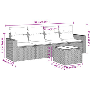 Set Divani da Giardino 5 pz con Cuscini in Polyrattan Nero 3251023