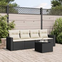 Set Divani da Giardino 5 pz con Cuscini in Polyrattan Nero 3251023