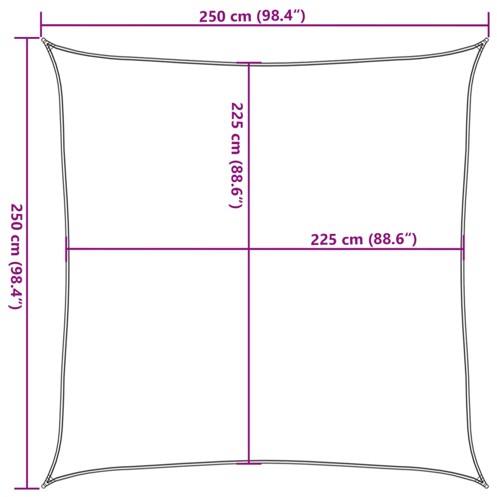 Vela Parasole 160 g/m² Quadrata Grigio Chiaro 2,5x2,5 m in HDPE 4001965