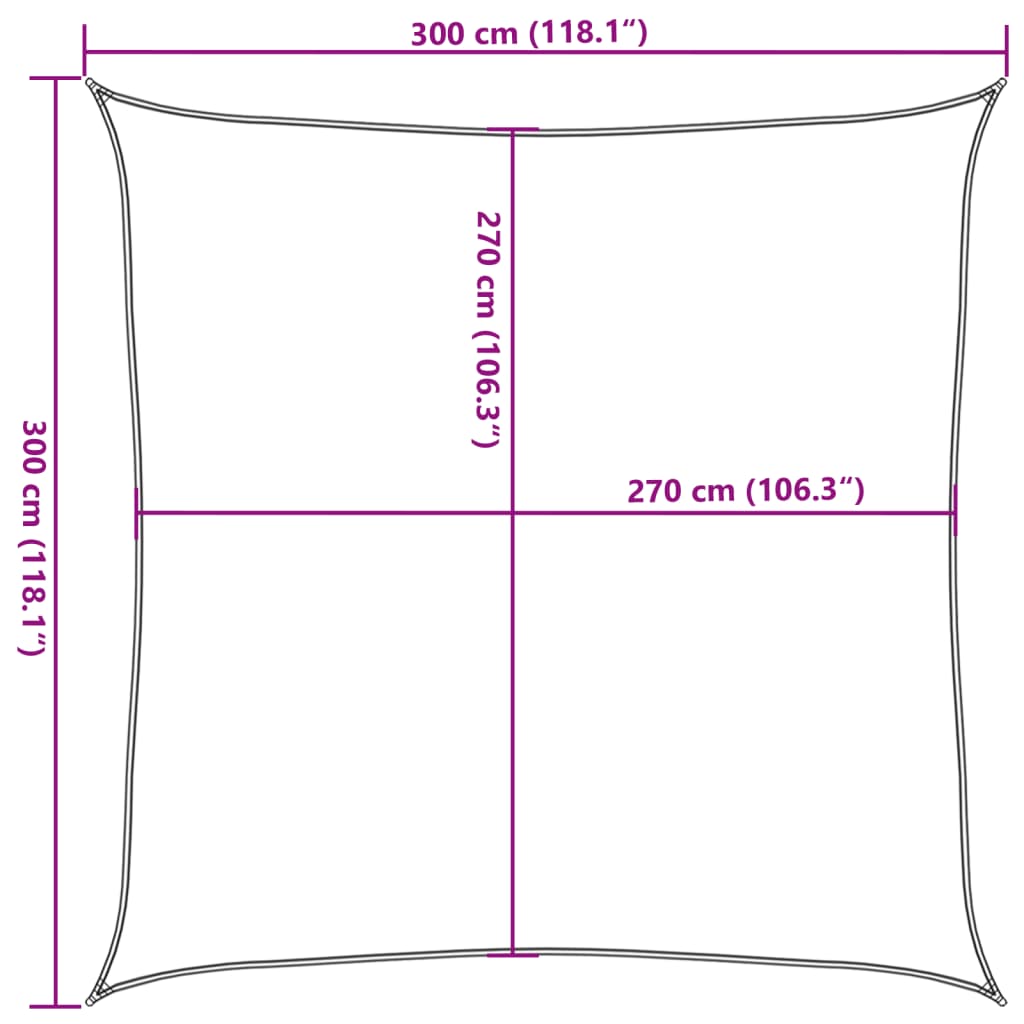 Vela Parasole 160 g/m² Quadrata Grigio Chiaro 3x3 m in HDPE 4001966