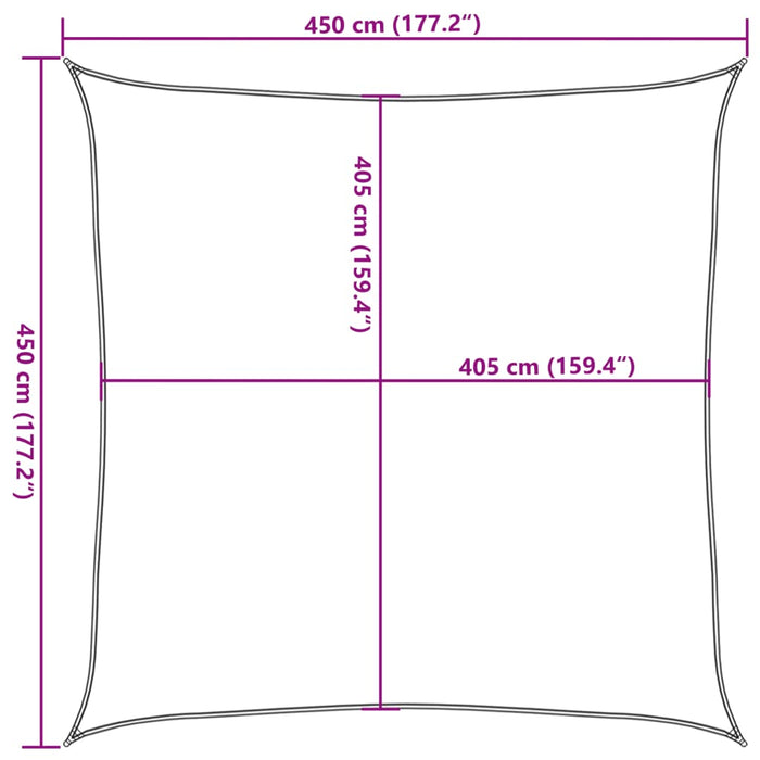 Vela Parasole 160 g/m² Quadrata Grigio Chiaro 4,5x4,5 m in HDPE 4001969