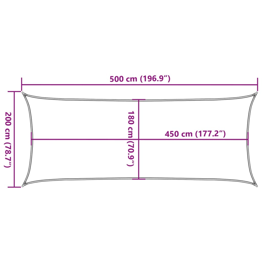 Vela Parasole 160 g/m² Rettangolare Grigio Chiaro 2x5 m in HDPE 4001978