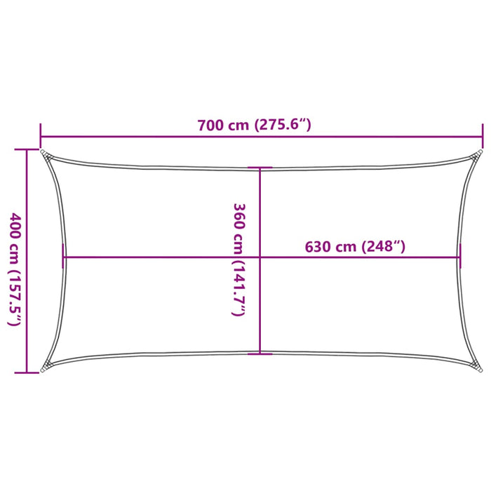 Vela Parasole 160 g/m² Rettangolare Grigio Chiaro 4x7 m in HDPE 4001992