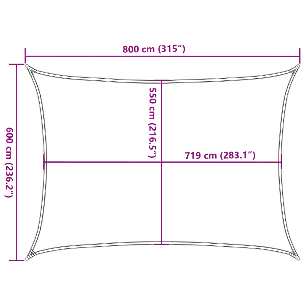 Vela Parasole 160 g/m² Rettangolare Grigio Chiaro 6x8 m in HDPE 4001997