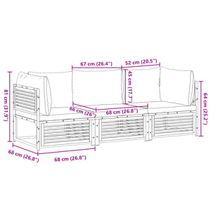 Set Divano da Giardino 3pz con Cuscini Legno Massello di Acacia 3214917