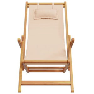 Sedie da Spiaggia Pieghevoli 2 pz Beige in Tessuto e Legno 3214487