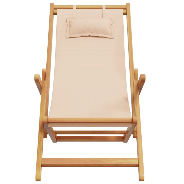 Sedie da Spiaggia Pieghevoli 2 pz Beige in Tessuto e Legno 3214487