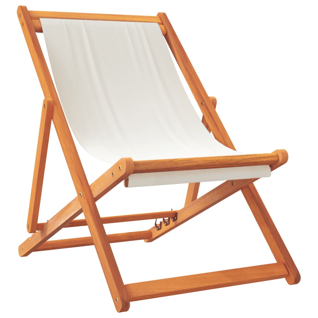 Sedie da Spiaggia Pieghevoli 2 pz Bianco Crema in Tessutocod mxl 115875