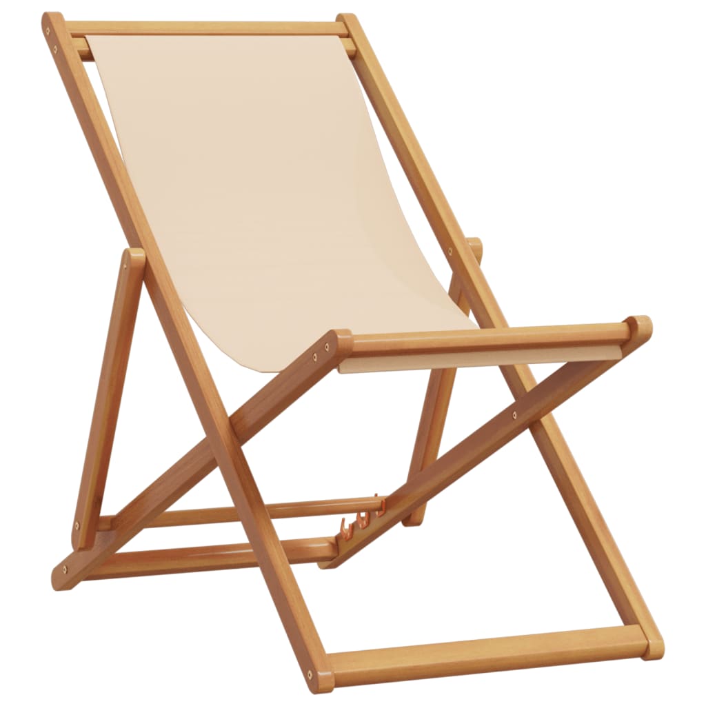 Sedie da Spiaggia Pieghevoli 2 pz Beige in Tessuto e Legno 3214498