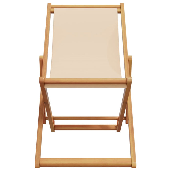 Sedie da Spiaggia Pieghevoli 2 pz Beige in Tessuto e Legno 3214498