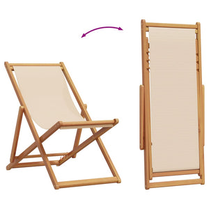 Sedie da Spiaggia Pieghevoli 2 pz Beige in Tessuto e Legno 3214498