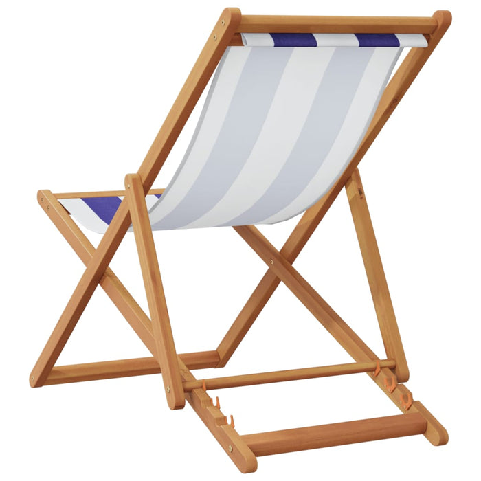 Sedie da Spiaggia Pieghevoli 2 pz Blu e Bianco Tessuto e Legno 3214501